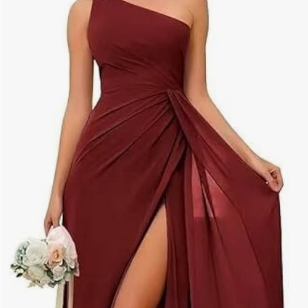 Burgundy full length wedding guest or bridesmaid dress.  Never worn